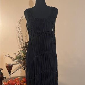 Kardashian Kollection Black Fringe Midi Dress